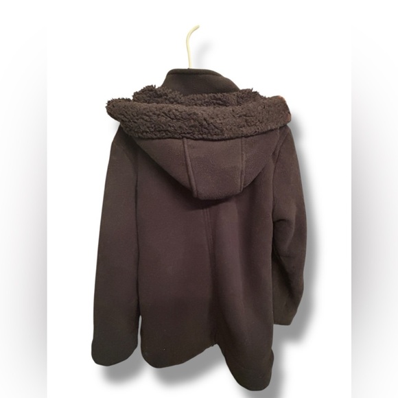 Old Navy black girls sz 8 (Med) Hooded Sweater Fleece Toggle Coat, great cndtn! - Picture 9 of 11